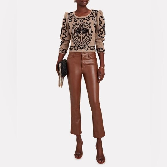 Mother The Mid Rise Dazzler Ankle Jeans 27 Brown Wax On Wax Off Faux Leather - Picture 14 of 14